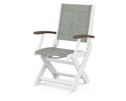 POLYWOOD® Coastal Folding Chair in White / Kona / Birch Sling