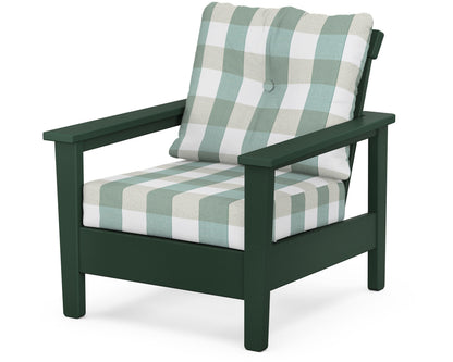 POLYWOOD® Prescott Deep Seating Chair in Green / Buffalo Plaid Glacier Spa