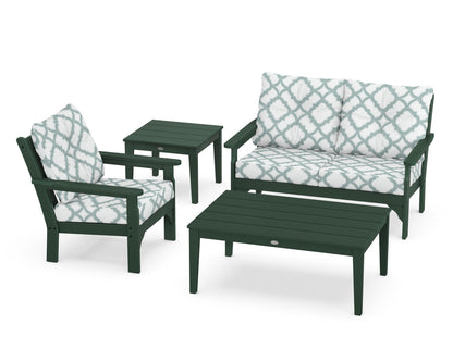 POLYWOOD® Vineyard 4-Piece Deep Seating Set in Green / Trellis Glacier Spa
