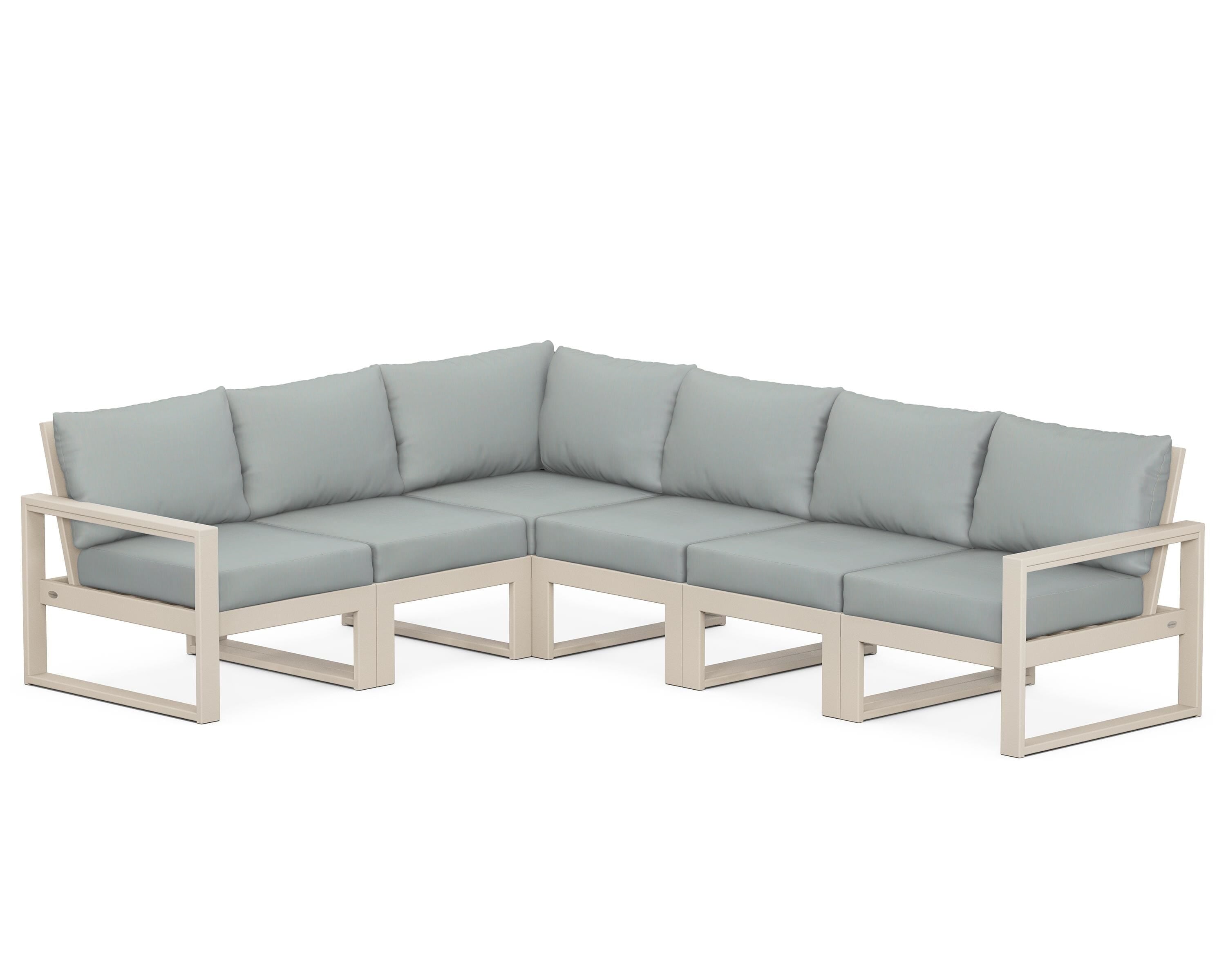 POLYWOOD® EDGE 6-Piece Modular Deep Seating Set in Sand / Spa