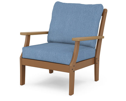 POLYWOOD® Braxton Deep Seating Chair in Teak / Natural / Sky Blue