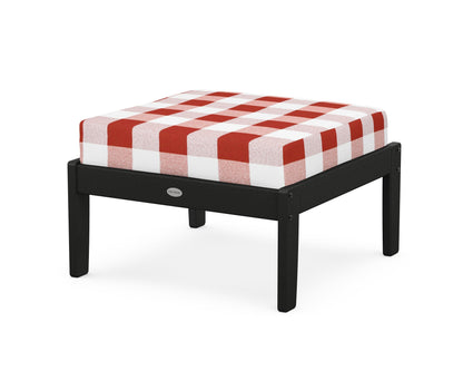 POLYWOOD® Braxton Deep Seating Ottoman in Black / Buffalo Plaid Crimson