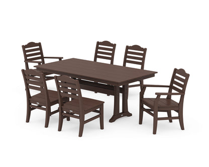 POLYWOOD® Savannah 7-Piece Farmhouse Dining Set with Trestle Legs in Mahogany