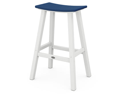 POLYWOOD® Contempo 30" Saddle Bar Stool in White / Navy