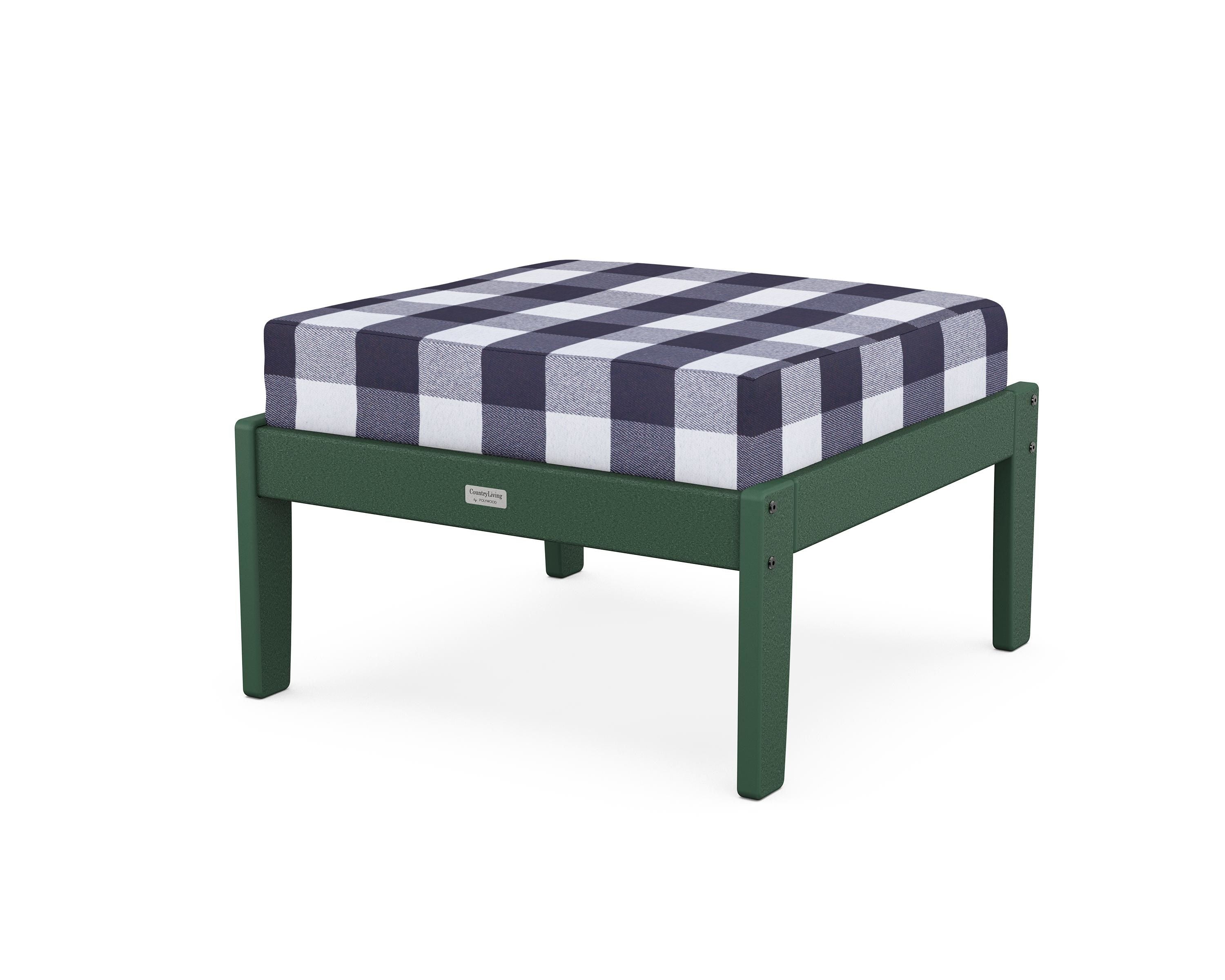 Country Living Cottage Deep Seating Ottoman in Green / Buffalo Plaid Navy