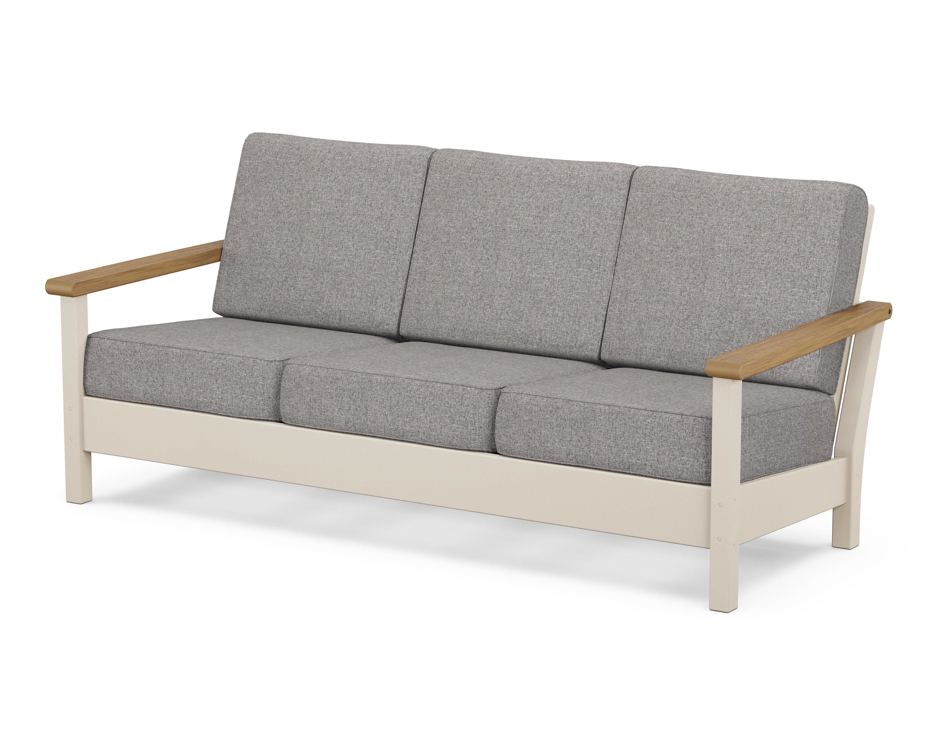 POLYWOOD® Harbour Deep Seating Sofa in Sand / Natural / Grey Mist