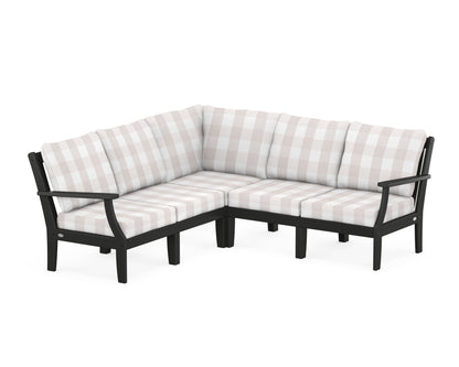 POLYWOOD® Braxton Modular 5-Piece Deep Seating Set in Black / Buffalo Plaid Dune Burlap