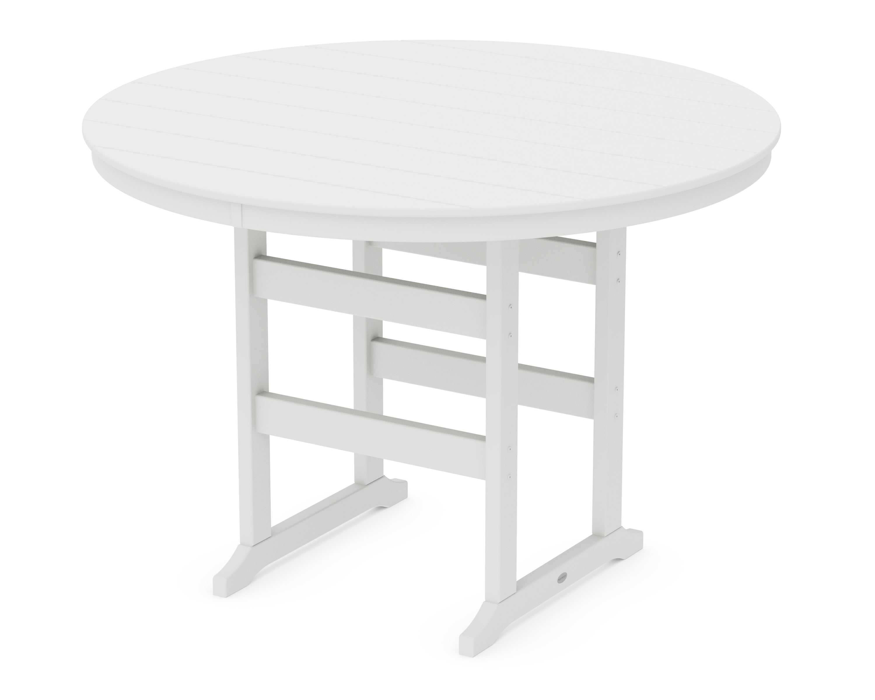 POLYWOOD® 60" Round Farmhouse Bar Table in White