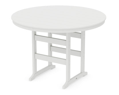 POLYWOOD® 60" Round Farmhouse Bar Table in White