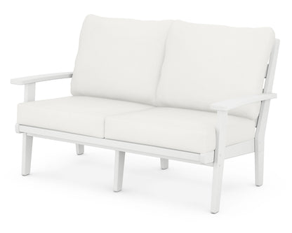 POLYWOOD® Grant Park Deep Seating Loveseat in White / Natural Linen