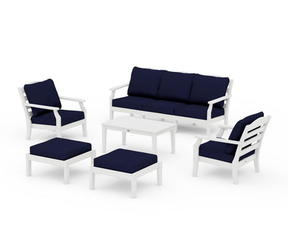 Draper James™ by  POLYWOOD® Savannah 6-Piece Lounge Sofa Set in Vintage White / Navy