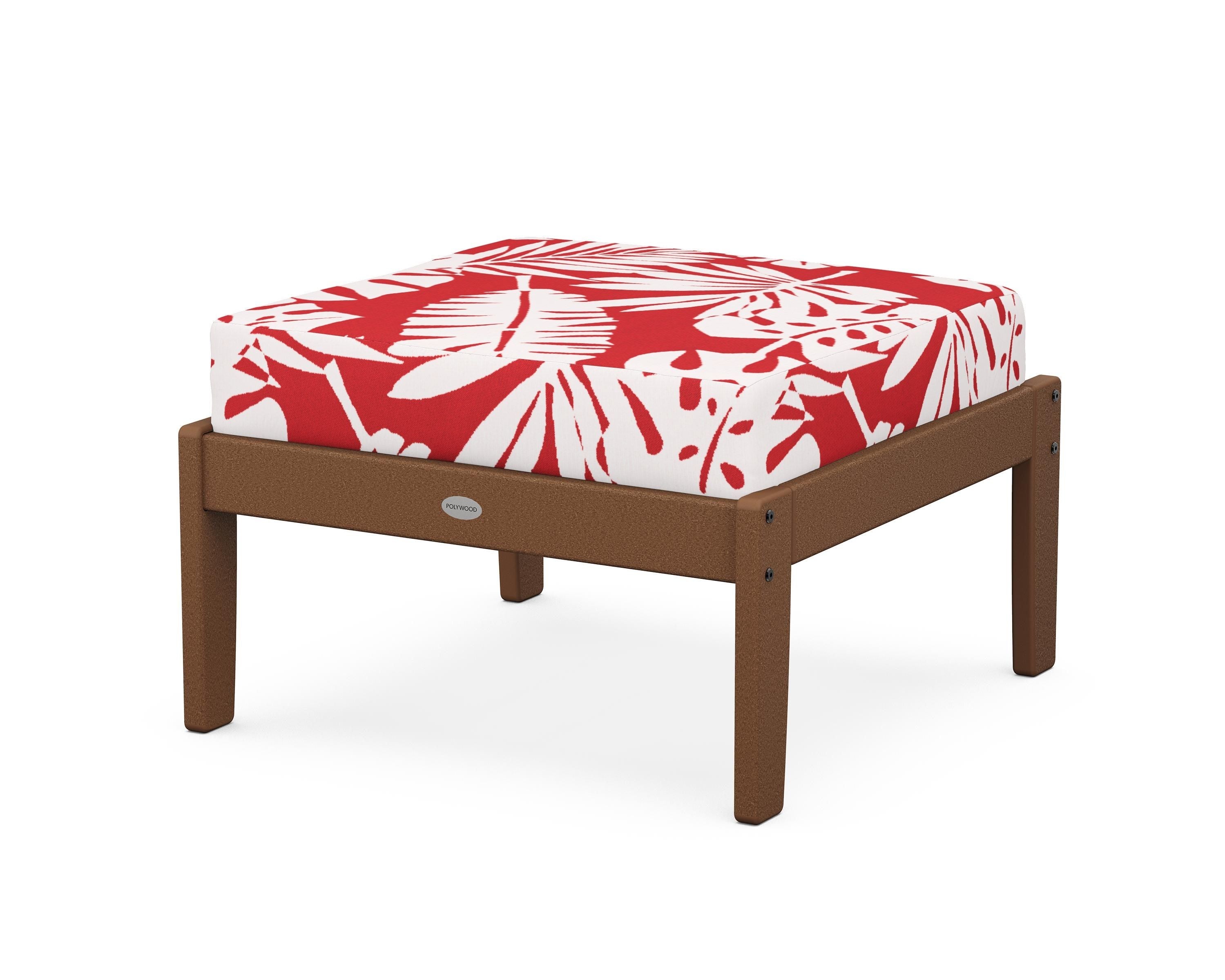 POLYWOOD® Braxton Deep Seating Ottoman in Teak / Leaf Crimson