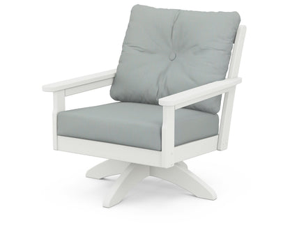 POLYWOOD® Vineyard Deep Seating Swivel Chair in Vintage White / Spa