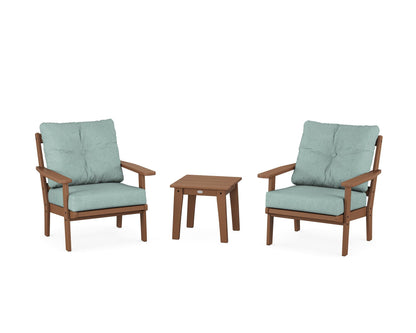 POLYWOOD® Oxford 3-Piece Deep Seating Set in Teak / Glacier Spa