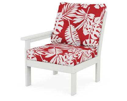 POLYWOOD® Vineyard Modular Left Arm Chair in Vintage White / Leaf Crimson