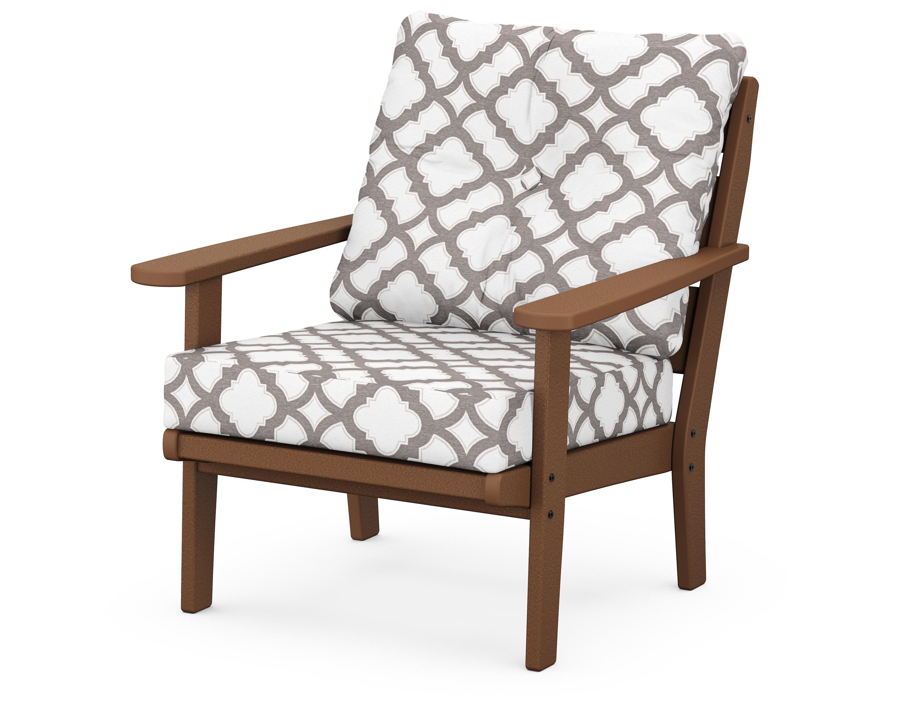 POLYWOOD® Lakeside Deep Seating Chair in Teak / Trellis Grey Mist