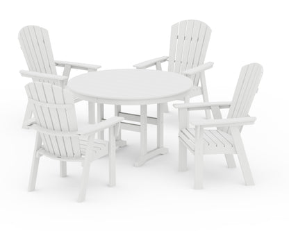 POLYWOOD® Nautical Adirondack 5-Piece Round Farmhouse Dining Set in White