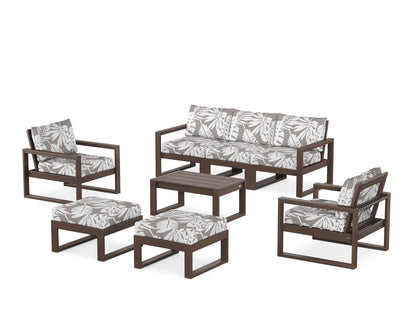 POLYWOOD® EDGE Sectional 8-Piece Lounge Sofa Set in Mahogany / Leaf Grey Mist
