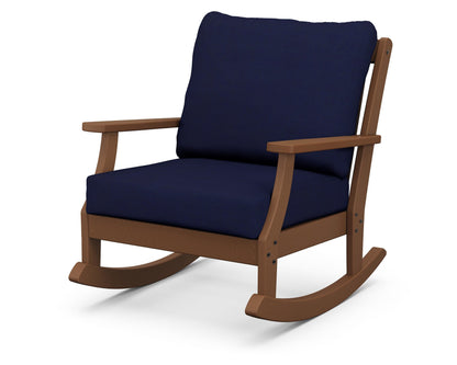 POLYWOOD® Braxton Deep Seating Rocking Chair in Teak / Navy