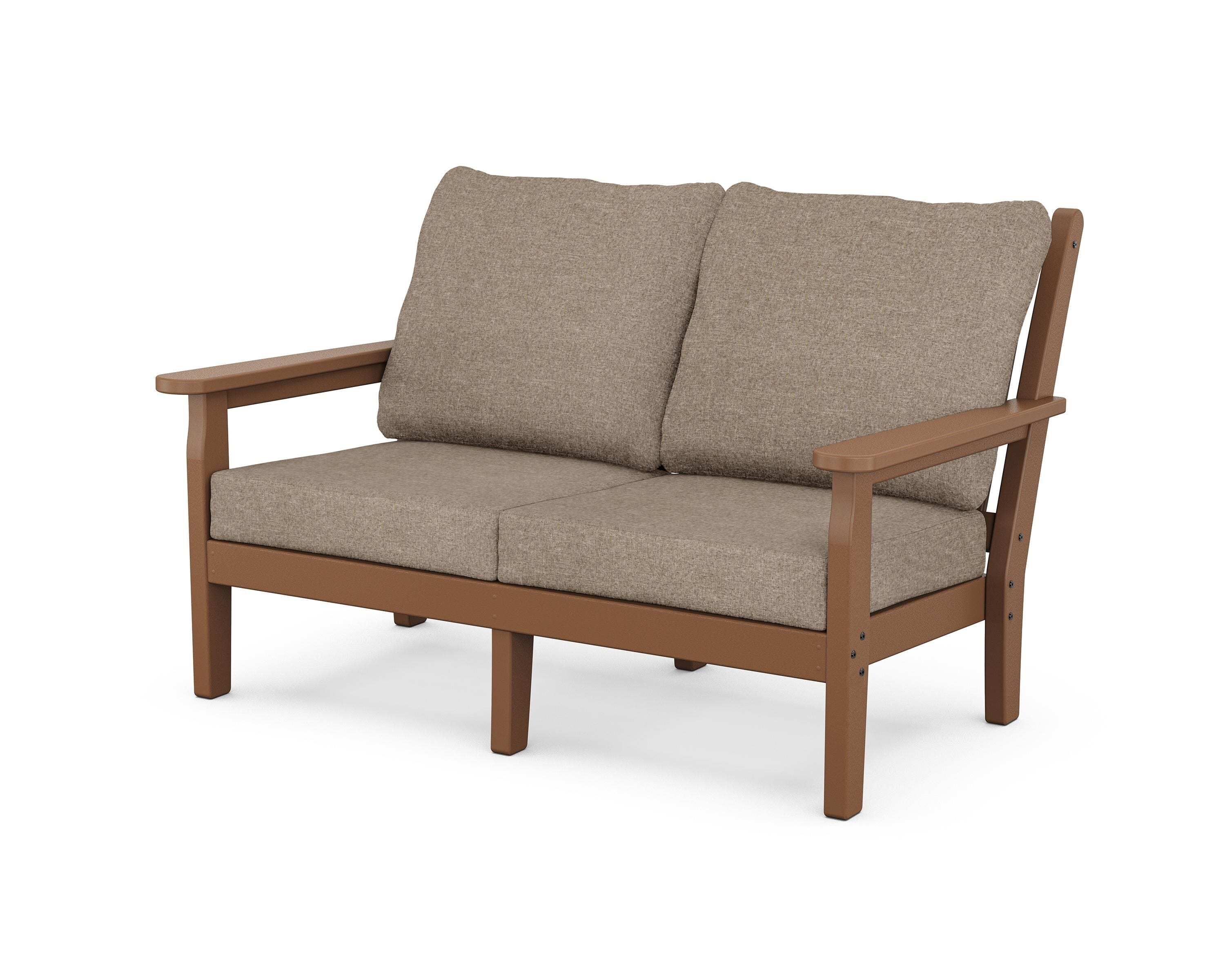 POLYWOOD® Chippendale Deep Seating Loveseat in Teak / Spiced Burlap