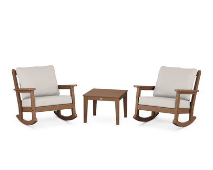POLYWOOD® Chippendale 3-Piece Deep Seating Rocker Set in Teak / Cast Ash