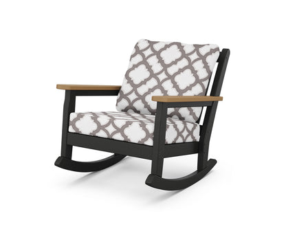 POLYWOOD® Chippendale Deep Seating Rocking Chair in Black / Natural / Trellis Grey Mist