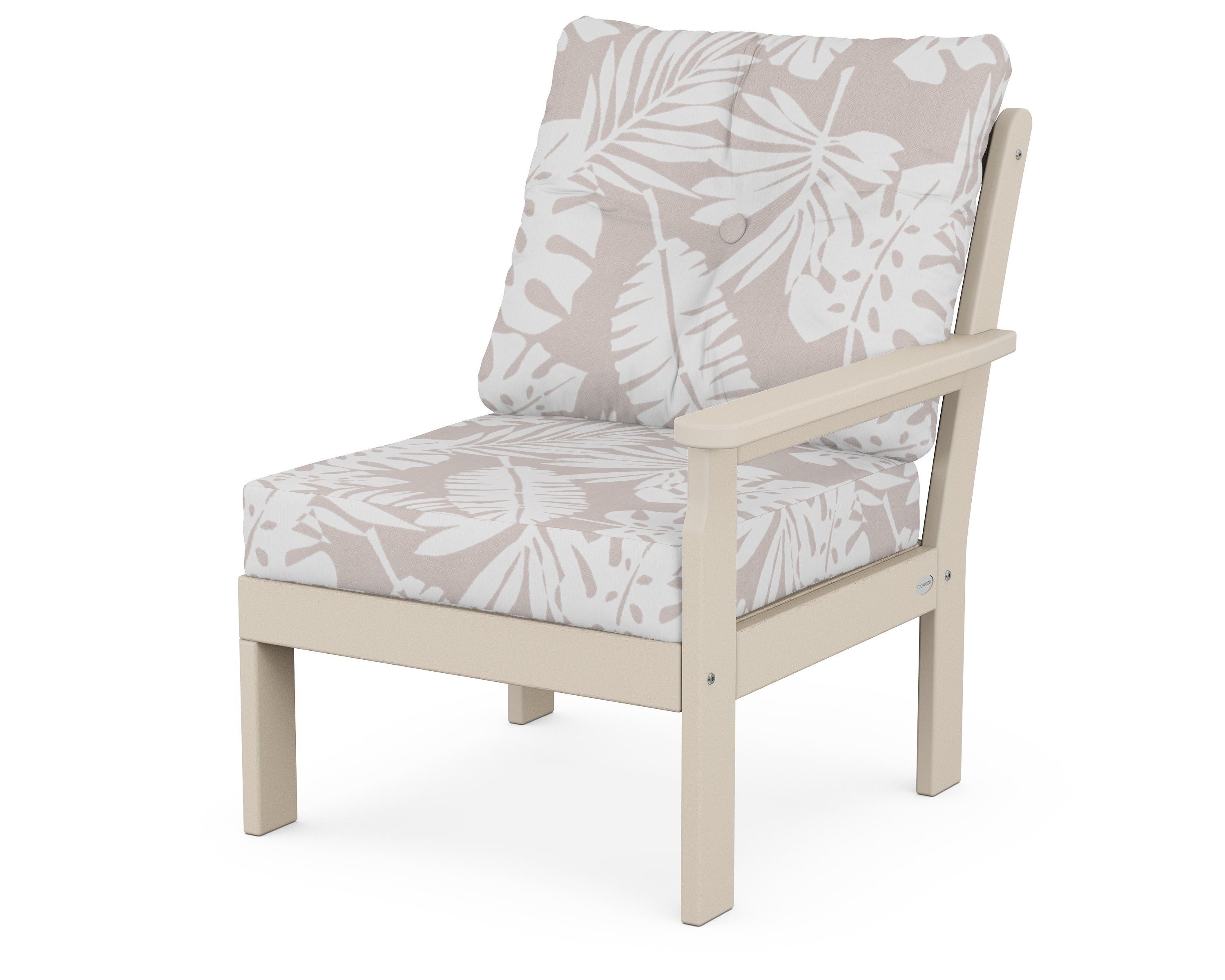 POLYWOOD® Vineyard Modular Right Arm Chair in Sand / Leaf Dune Burlap