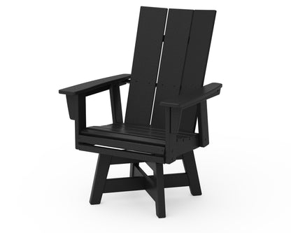 POLYWOOD® Modern Curveback Adirondack Swivel Dining Chair in Black