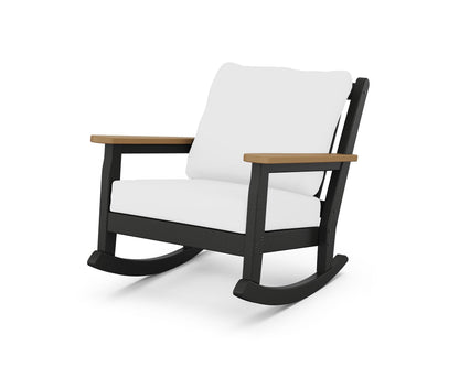 POLYWOOD® Chippendale Deep Seating Rocking Chair in Black / Natural / Natural