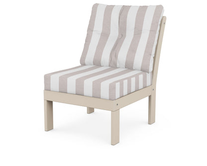 POLYWOOD® Vineyard Modular Armless Chair in Sand / Cabana Stripe Dune Burlap