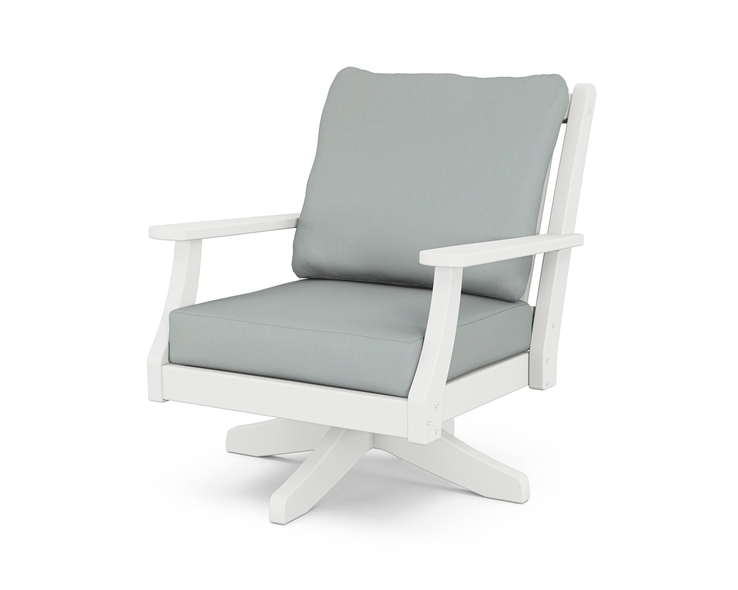 Country Living Wovendale Deep Seating Swivel Chair in White / Spa