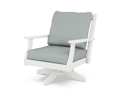 Country Living Wovendale Deep Seating Swivel Chair in White / Spa