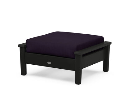 POLYWOOD® Prescott Deep Seating Ottoman in Black / Navy Linen