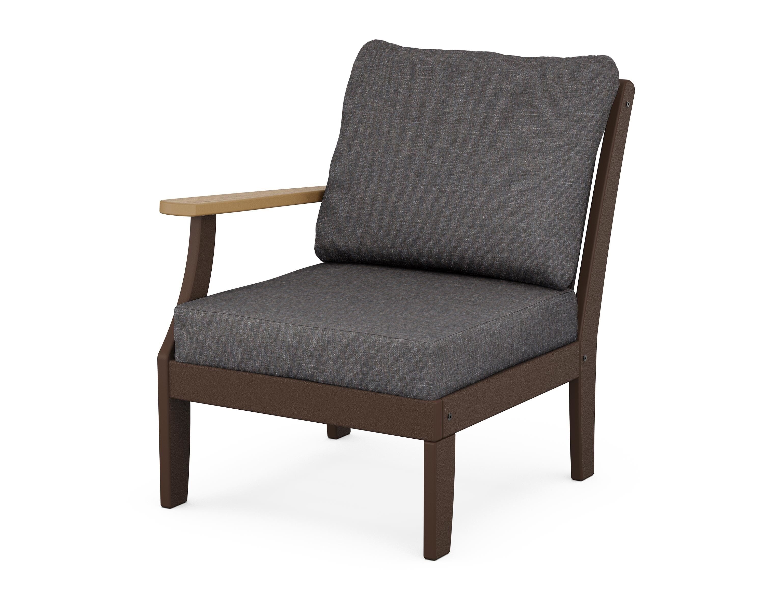 POLYWOOD® Braxton Modular Left Arm Chair in Mahogany / Natural / Ash Charcoal