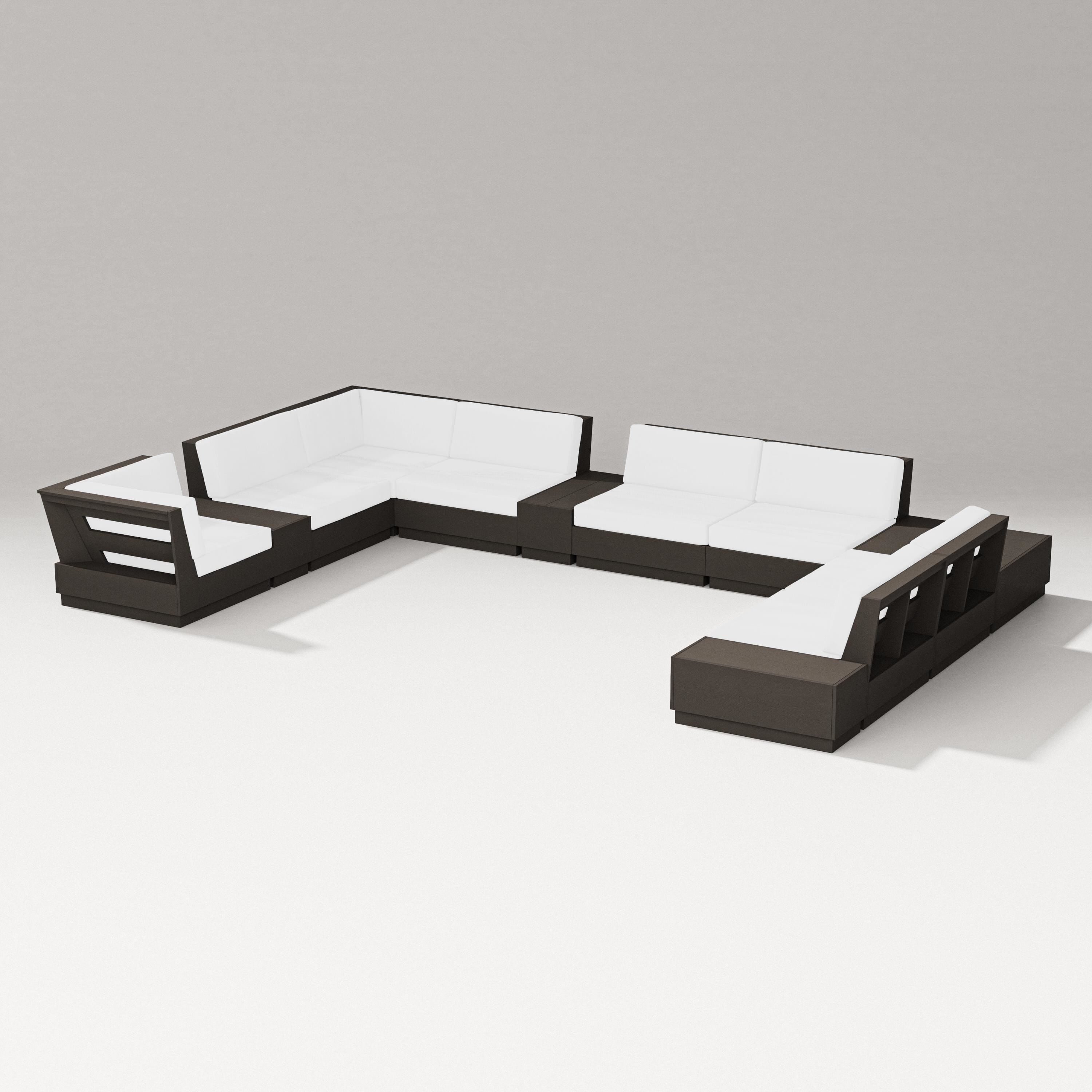 PW Designer Series Elevate 12-Piece Conversation Sectional Set in Vintage Coffee / Natural