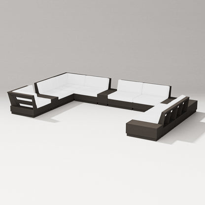 PW Designer Series Elevate 12-Piece Conversation Sectional Set in Vintage Coffee / Natural