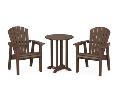 POLYWOOD® Seashell 3-Piece Round Farmhouse Bistro Dining Set in Mahogany