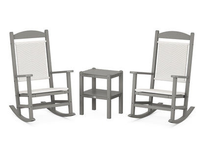 POLYWOOD® Presidential Woven Rocker 3-Piece Set in Slate Grey / White Loom