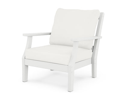 Martha Stewart by POLYWOOD® Chinoiserie Deep Seating Chair in White / Natural Linen