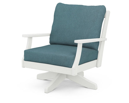 POLYWOOD® Braxton Deep Seating Swivel Chair in Vintage White / Ocean Teal