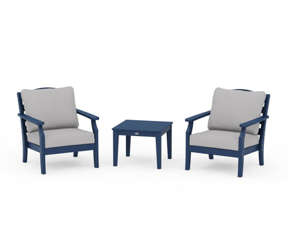 Draper James™ by  POLYWOOD® Savannah 3-Piece Deep Seating Set in Navy / Granite