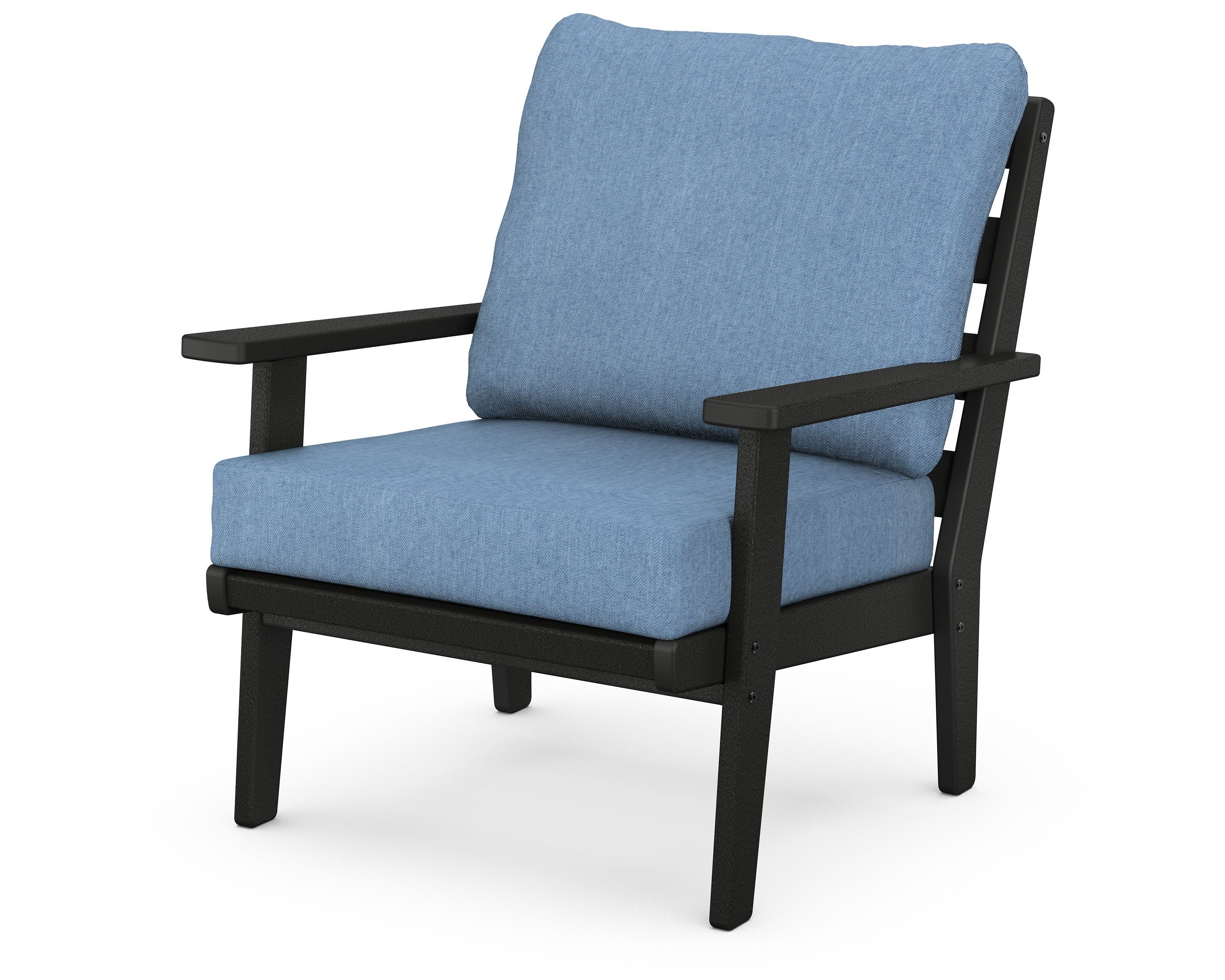 POLYWOOD® Grant Park Deep Seating Chair in Black / Sky Blue