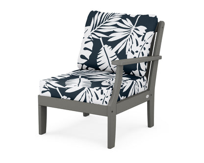 POLYWOOD® Braxton Modular Right Arm Chair in Slate Grey / Leaf Marine Indigo