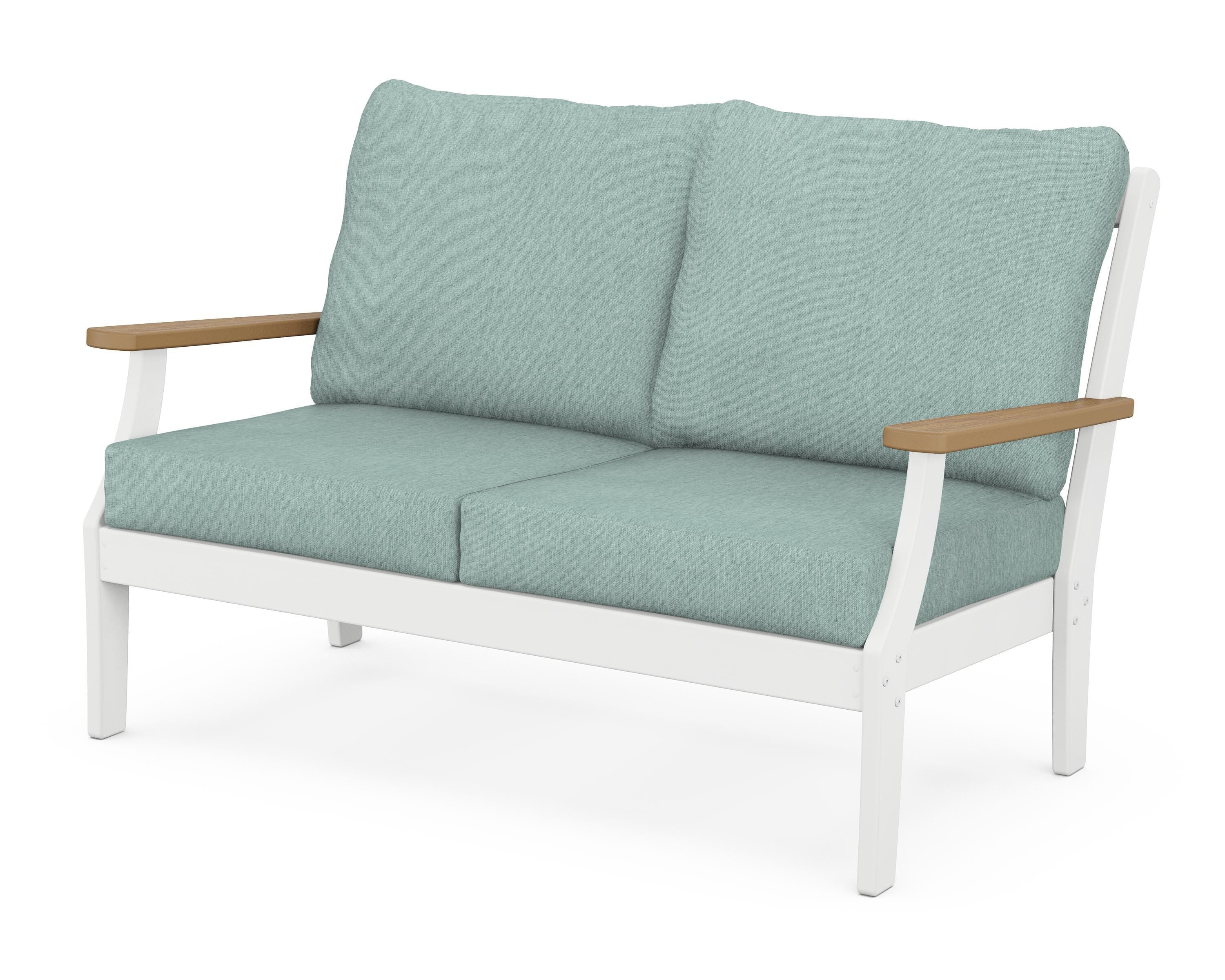 POLYWOOD® Braxton Deep Seating Loveseat in White / Natural / Glacier Spa