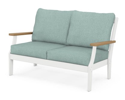 POLYWOOD® Braxton Deep Seating Loveseat in White / Natural / Glacier Spa