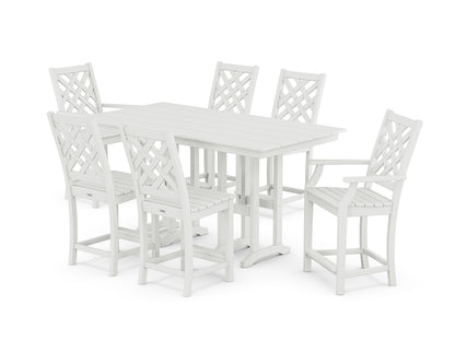 Country Living Wovendale 7-Piece Farmhouse Counter Set in White
