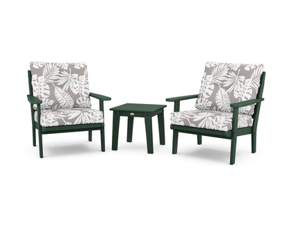 POLYWOOD® Lakeside 3-Piece Deep Seating Chair Set in Green / Leaf Grey Mist