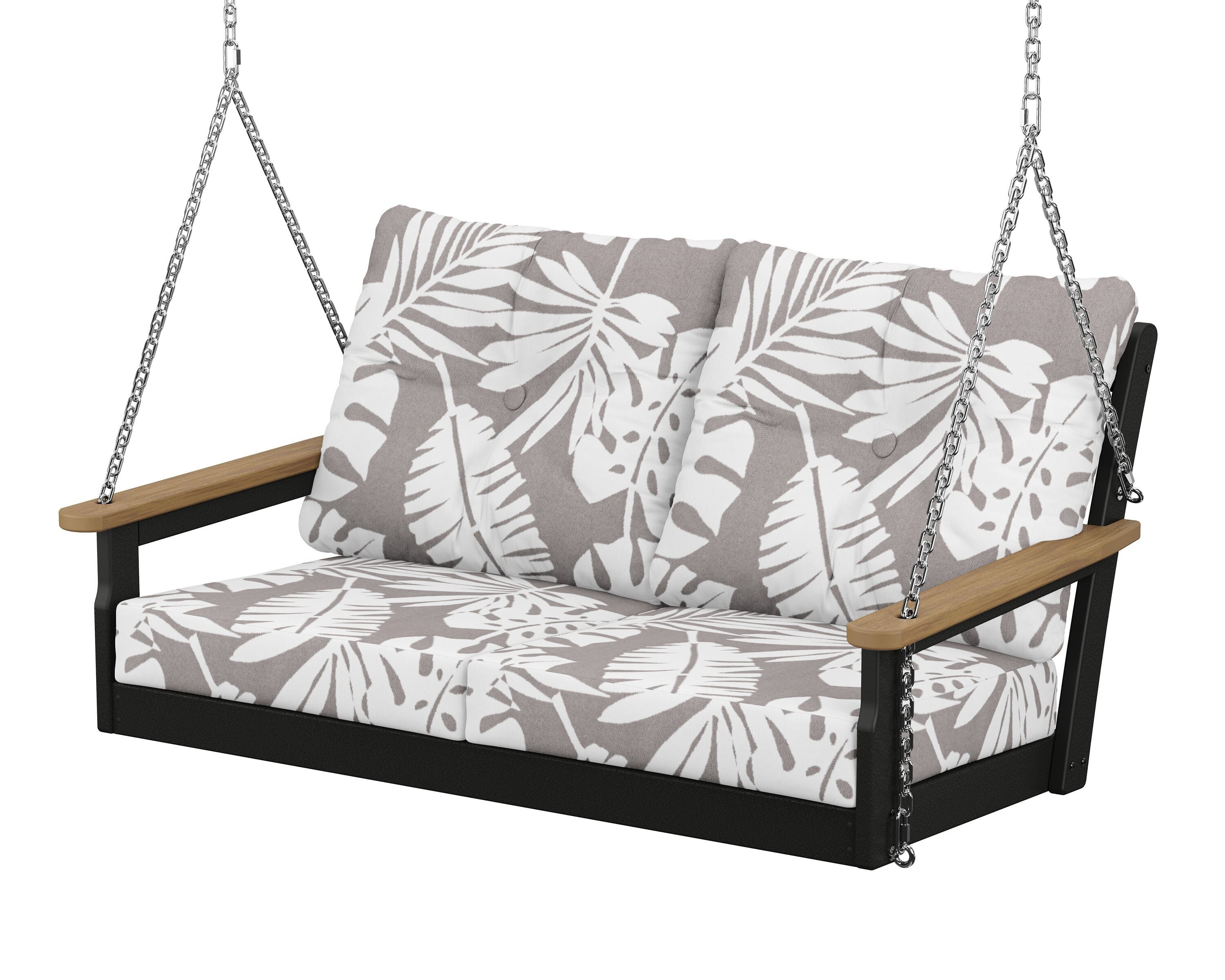 POLYWOOD® Vineyard Deep Seating Swing in Black / Natural / Leaf Grey Mist