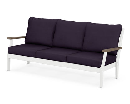 POLYWOOD® Braxton Deep Seating Sofa in White / Kona / Navy Linen