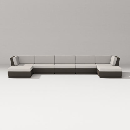 PW Designer Series Elevate 7-Piece Double Chaise Sectional in Vintage Coffee / Cast Ash
